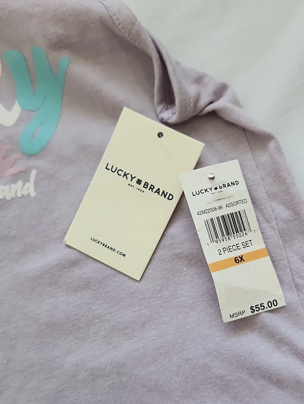 NWT Lucky Brand Kids Girl Tank Top & Pastel Stripe Shorts Set Size 5